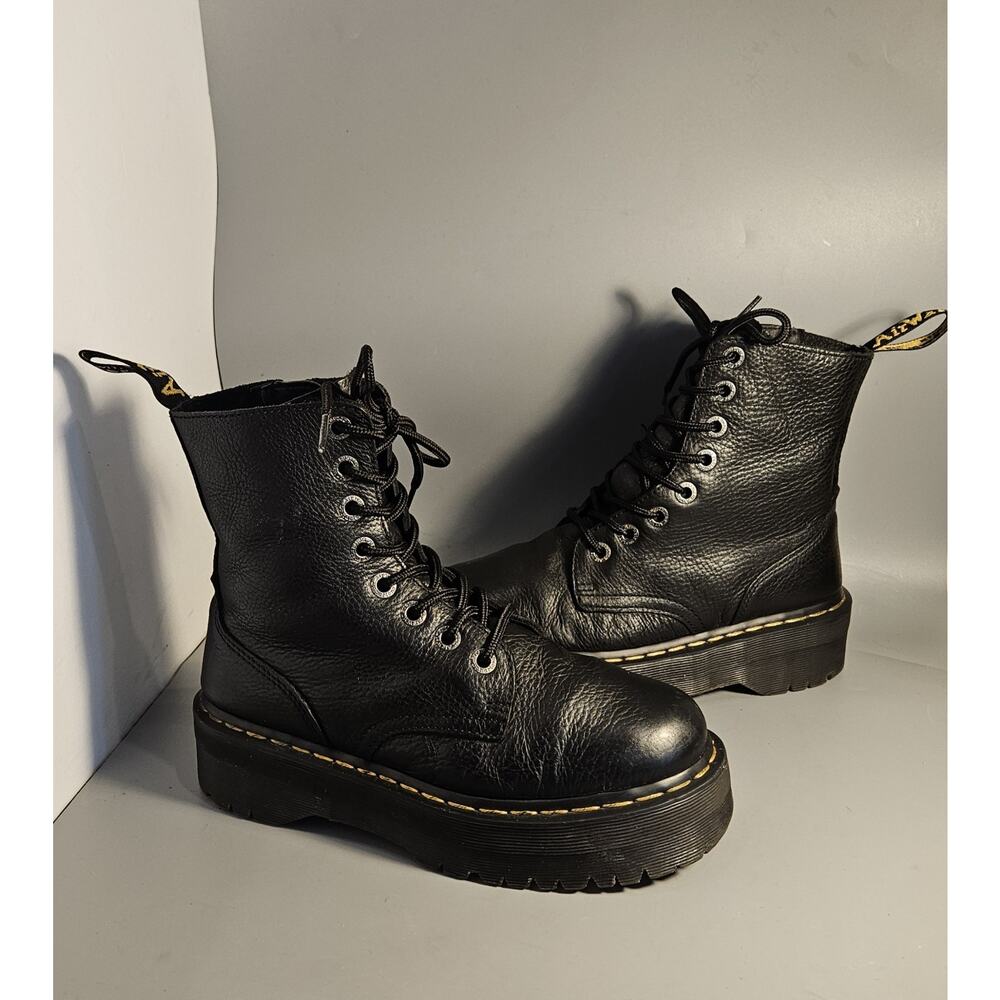 Dr. Martens Jadon lll Black leather Platform Boots Size 39 EU L 8, M 7 - Picture 3 of 8
